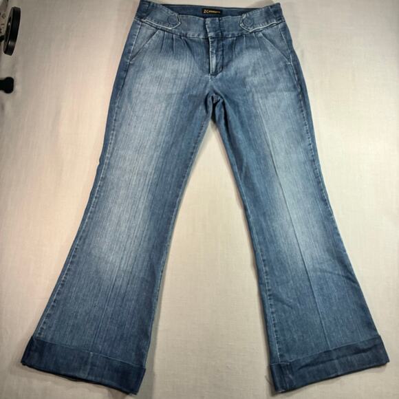 Z Cavaricci Denim - Z Cavaricci Womens Size 10 Bootcut Jeans Blue Stretch Cuffed Hem Y2K